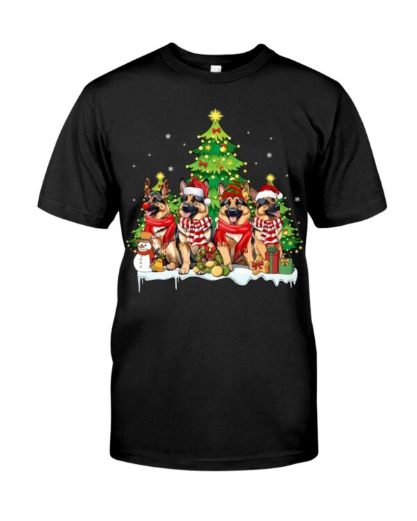 Merry Christmas Cute German Shepherd Dogs T Shirt 1.jpg